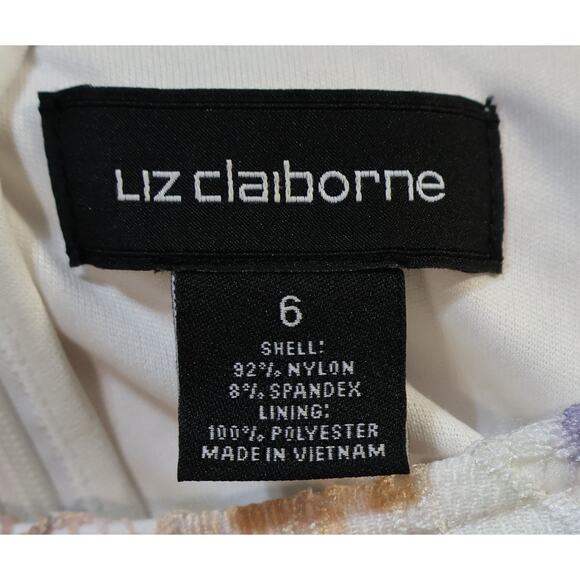 Liz Claiborne Sheath Lace Dress Size 6 Ivory/Multi Floral - Picture 4 of 4